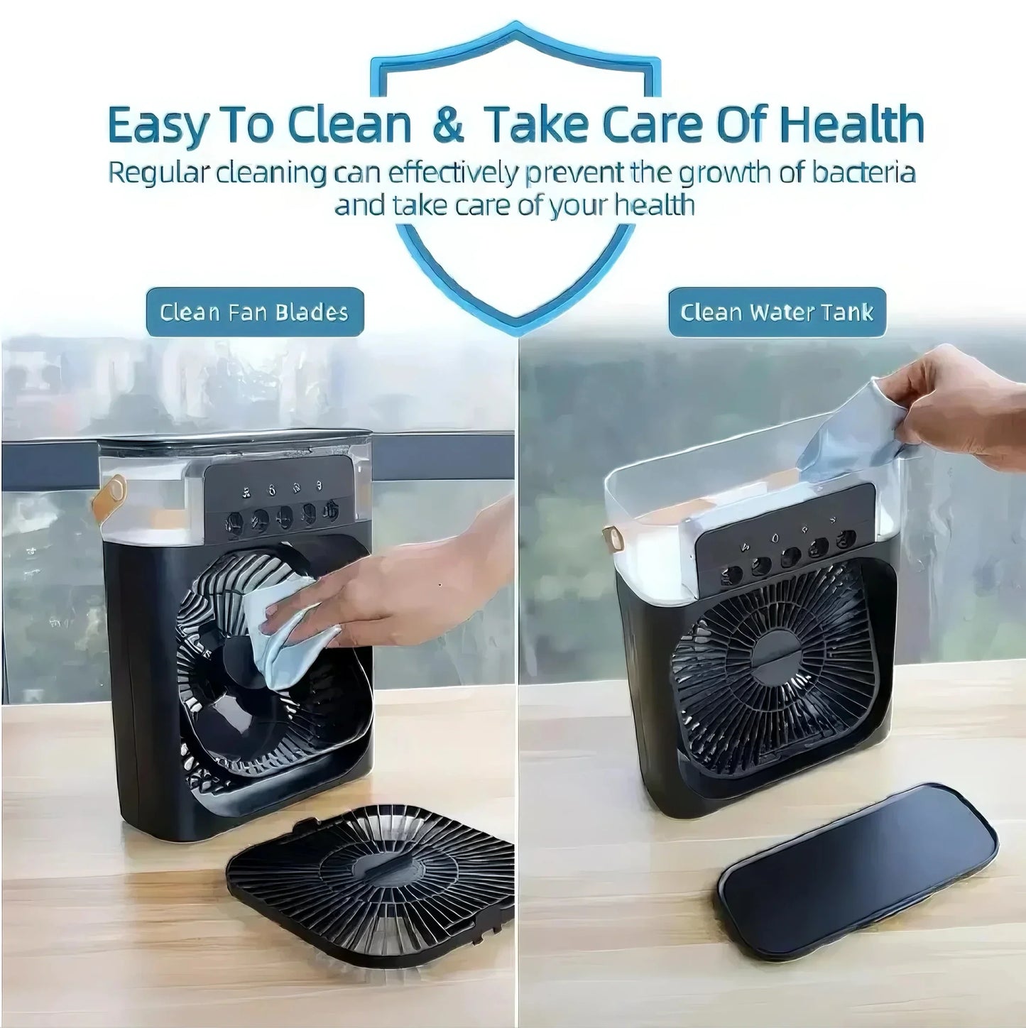 Portable Fan Air Conditioners USB Electric Fan Air Cooler LED Night Light Water Mist Fun 3 in 1 Air Humidifier for Home